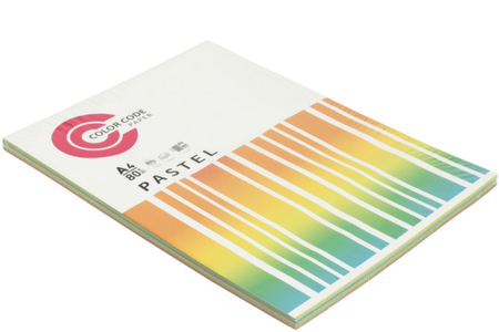 Бумага офисная цветная Color Code Pastel, А4 (210*297 мм), 80 г/м2, 100 л., (5 цветов*20 л.)