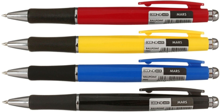 Ручка шариковая автоматическая Economix Mars, корпус ассорти, стержень синий