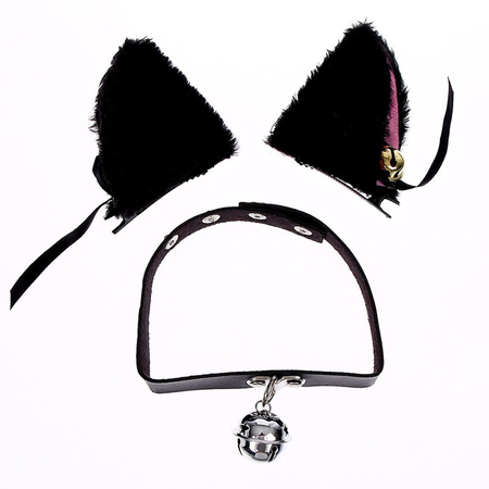 Карнавальный набор «Китти», 2 предмета: ушки и чокер, черные