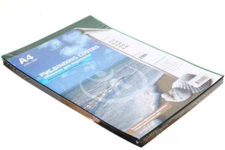 Обложки для переплета пластиковые D&A, А4, 100 шт., 180 мкм, прозрачные зеленые