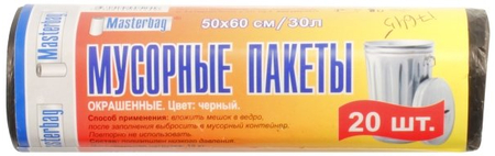 Пакеты для мусора Masterbag , 30 л, 20 шт., черные Пакеты для мусора Masterbag , 30 л, 20 шт., черные