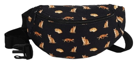 Сумка поясная на молнии Sima-Land, 28*13 см, «Коты», черная