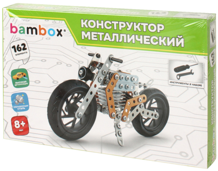 Конструктор металлический Bambox, 162 элемента, «Мотоцикл», 8+ Конструктор металлический Bambox, 162 элемента, «Мотоцикл», 8+