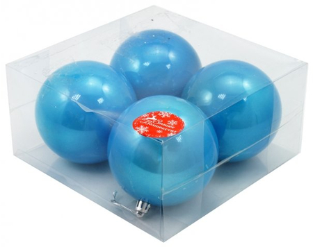 Набор шаров новогодних (пластик), диаметр 10 см, 4 шт., «Жемчужная капель», бирюзовые Набор шаров новогодних (пластик), диаметр 10 см, 4 шт., «Жемчужная капель», бирюзовые