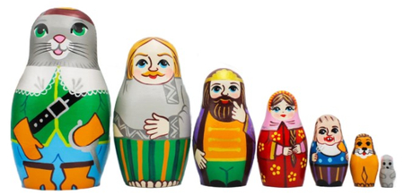 Набор матрешек деревянных, 7 шт., «Кот в сапогах»