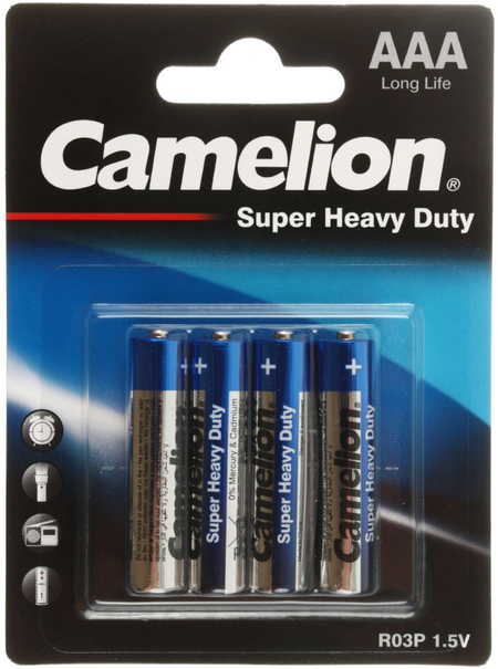 Батарейка солевая Camelion Blue Super Heavy Duty, AAA, R03P Micro UM4, 1.5V