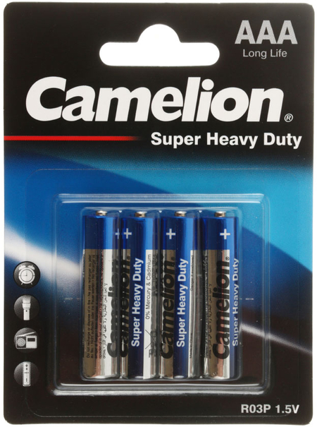 Батарейка солевая Camelion Blue Super Heavy Duty, AAA, R03P Micro UM4, 1.5V Батарейка солевая Camelion Blue Super Heavy Duty, AAA, R03P Micro UM4, 1.5V