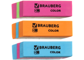 Ластик Brauberg Color, 55×15×13 мм, ассорти