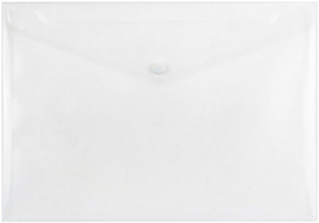Папка-конверт пластиковая на кнопке Economix А4+, толщина пластика 0,18 мм, прозрачная