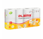 Бумага туалетная Laima, 8 рулонов, ширина 90 мм, белая