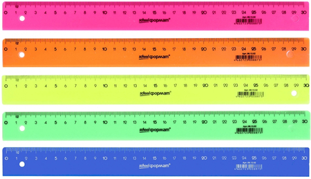 Линейка пластиковая schoolФормат, 30 см, цветная, ассорти (цена за 1 шт.)