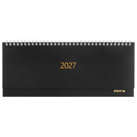 Планинг датированный на гребне на 2027 год Staff, 300*130 мм, 64 л., черный Планинг датированный на гребне на 2027 год Staff, 300*130 мм, 64 л., черный