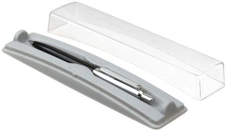 Ручка подарочная шариковая Half Metal, корпус черный с серебристым, синяя