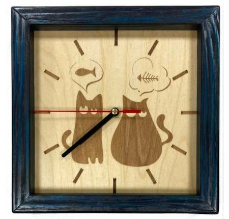 Часы деревянные «Коты» (Марданов А.А.), 20*20 см