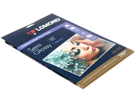 Бумага для струйной фотопечати полуглянцевая односторонняя Lomond , А4 (210*297 мм), 170 г/м2, 20 л.