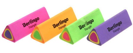 Ластик Berlingo Triangle, 44*15*15 мм, треугольный, ассорти (цена за 1 шт.)