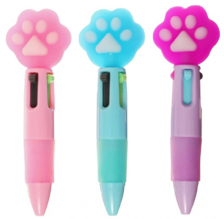 Ручка шариковая автоматическая многоцветная «Лапка», корпус ассорти, 4 цвета стержней Ручка шариковая автоматическая многоцветная «Лапка», корпус ассорти, 4 цвета стержней