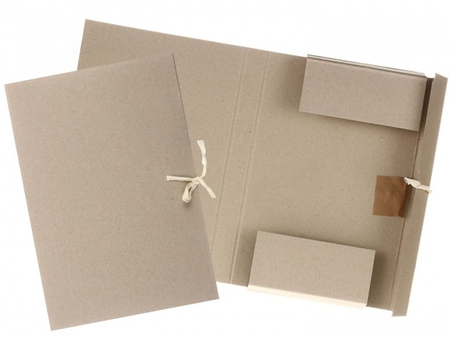 Папка картонная на завязках «Техком» (2 завязки), А4, 620 г/м2, ширина корешка 40 мм, серая