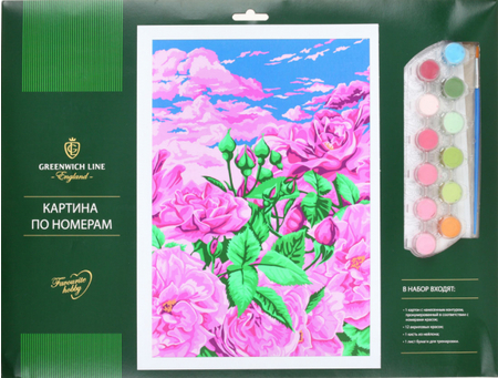 Картина по номерам Greenwich Line (картон), 29,5*39,5 см, «Пионы»