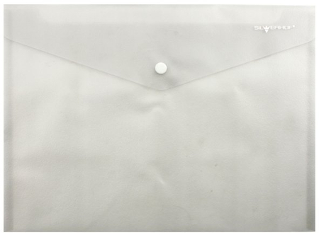 Папка-конверт пластиковая на кнопке Classic, толщина пластика 0,15 мм, прозрачная серая