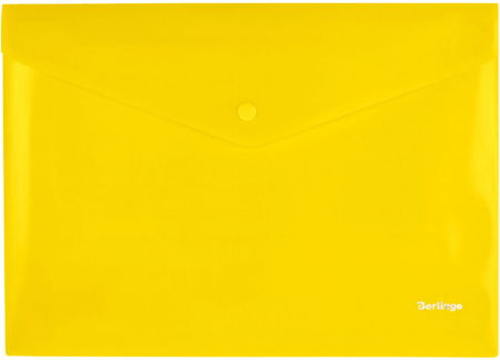 Папка-конверт пластиковая на кнопке Berlingo А4+, толщина пластика 0,18 мм, желтая