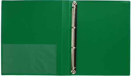 Папка пластиковая на 4-х кольцах «Бюрократ», толщина пластика 0,7 мм, зеленая