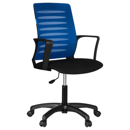 Кресло офисное Helmi HL-M16 Webstar, материал обивки - ткань-сетка на спинке синяя, сиденье из ткани черного цвета