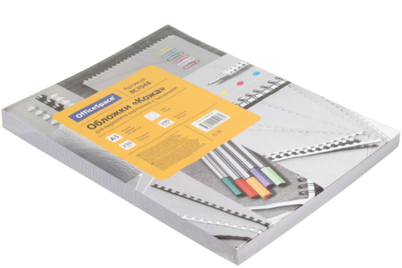 Обложки для переплета картонные OfficeSpace (А3), А3, 100 шт., 230 г/м2, белые, тиснение «под кожу»