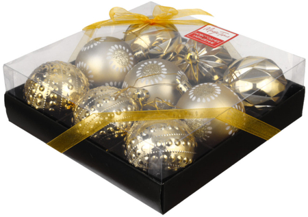 Набор шаров новогодних «Золотые шары» (пластик), диаметр 6 см, 9 шт., золотистый