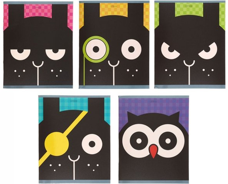 Тетрадь общая А5, 48 л. на скобе «Лесная команда (графика)», 162*200 мм, клетка, ассорти 