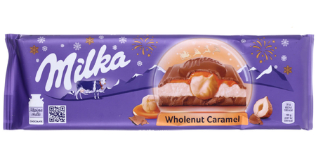 Шоколад Milka, 300 г, молочный шоколад с карамельной начинкой и фундуком