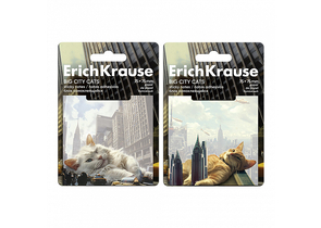 Бумага для заметок с липким краем ErichKrause, 75×75 мм, 1 блок×50 л., Big City Cats, ассорти Бумага для заметок с липким краем ErichKrause, 75×75 мм, 1 блок×50 л., Big City Cats, ассорти