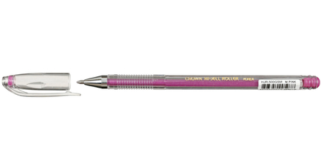 Ручка гелевая Crown Hi-Jell Metallic, корпус прозрачный, стержень розовый