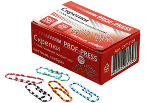 Скрепки цветные «Зебра» Prof-Press, 28 мм, 100 шт., округлые