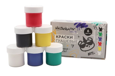 Гуашь «ПандаРог. Креатив», 6 цветов*20 мл