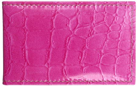 Визитница из натуральной кожи «Кинг» 4319, 110*70 мм, 1 карман, 18 листов, рифленая розовая