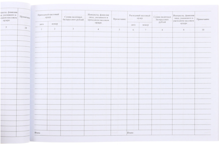 Журнал регистрации приходных и расходных кассовых ордеров в наличных белорусских рублях, А4*42 л.