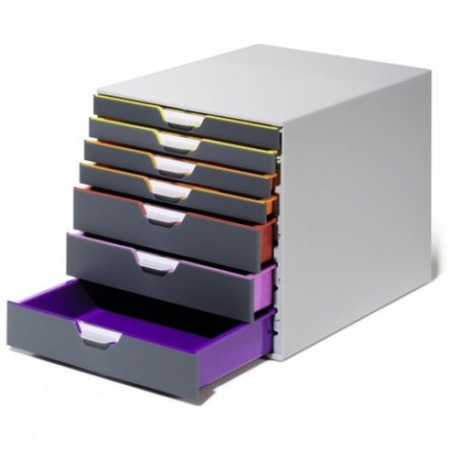 Файл-кабинет Varicolor Durable, 355*280*290 мм, 7 лотков (4 верхних-глубина 25 мм, 3 нижних - 55 мм ), серый