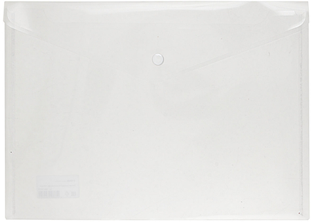Папка-конверт пластиковая на кнопке «Стамм» А4+, толщина пластика 0,15 мм, прозрачная