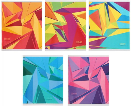 Тетрадь общая А5, 48 л. на скобе «Яркие грани», 162*200 мм, клетка, ассорти