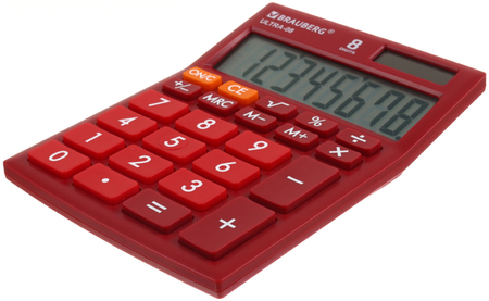 Калькулятор 8-разрядный Brauberg Ultra Pastel-08, бордовый