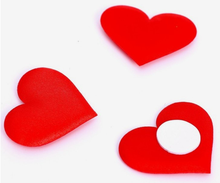 Сердечки декоративные Sima-Land, 3,5*3 см, 15 шт., на клеевой основе, красные