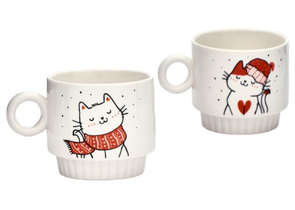 Набор керамических кружек Sima-Land, 2 шт.×250 мл, «Снежные котики»