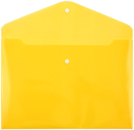 Папка-конверт пластиковая на кнопке inФормат, толщина пластика 0,18 мм, прозрачная желтая
