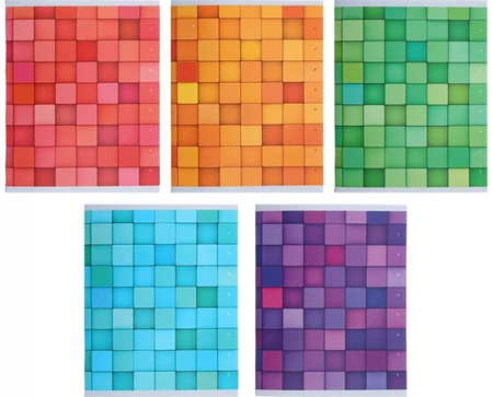 Тетрадь общая А5, 96 л. на скобе «Цветовые сочетания», 160*200 мм, клетка, ассорти (белизна бумаги менее 80%)