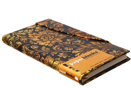 Книжка записная Paperblanks Brocaded Paper, 95*180 мм, 88 л., линия, «Полуночное золото»