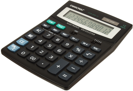 Калькулятор 12-разрядный «Офисмаг» OFM-888-12, черный с синими клавишами