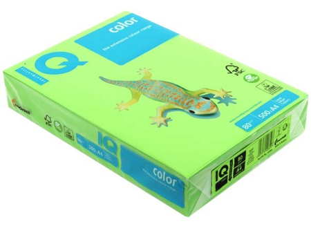 Бумага офисная цветная IQ Color, А4 (210*297 мм), 80 г/м2, 500 л., ярко-зеленый