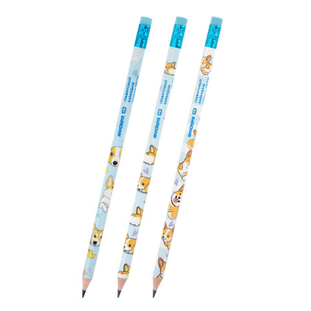 Карандаш чернографитный «Юнландия» Funny Yummy, твердость грифеля ТМ, с ластиком, «Корги», корпус ассорти