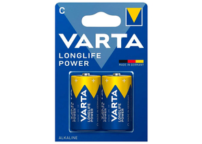 Батарейки щелочные Varta Longlife Power, C, R14, 1.5V, 2 шт.